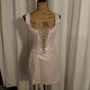 Soft Blush Leather Corset top & Skirt Set